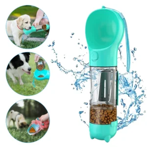 The Paw Portable Combines a Water Bottle, Food Cup, Poop Bag and Poop Shovel - all in one compact and portable Design. One bottle, every adventure.